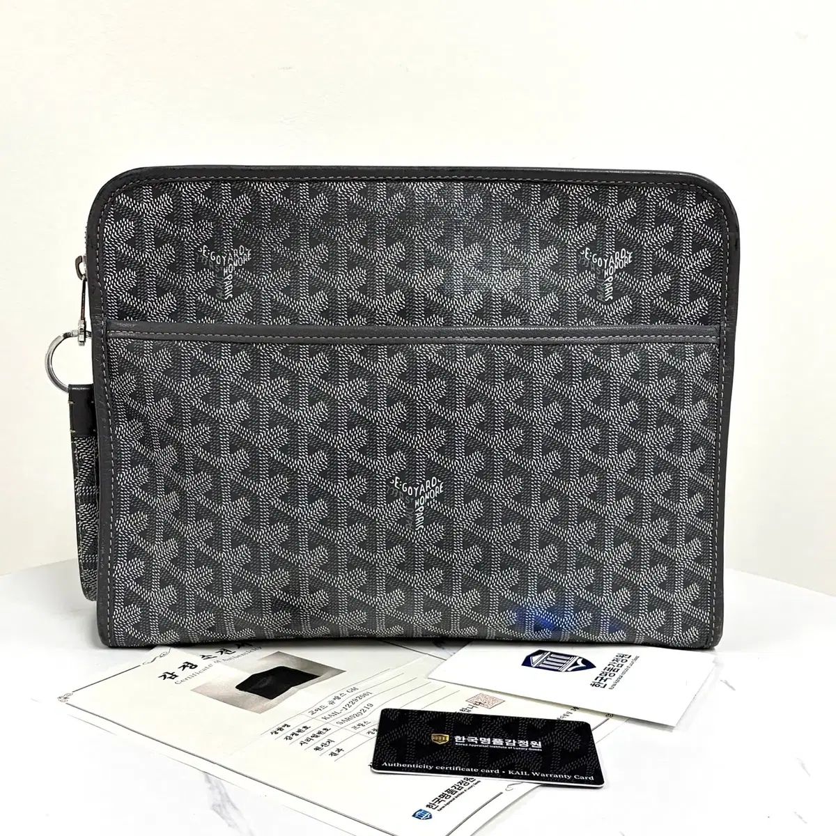 鑑定完了 Masion Goyard ゴヤール ジュール・ヴァン・セス クラッチバッグ GM グレー + キーホルダー