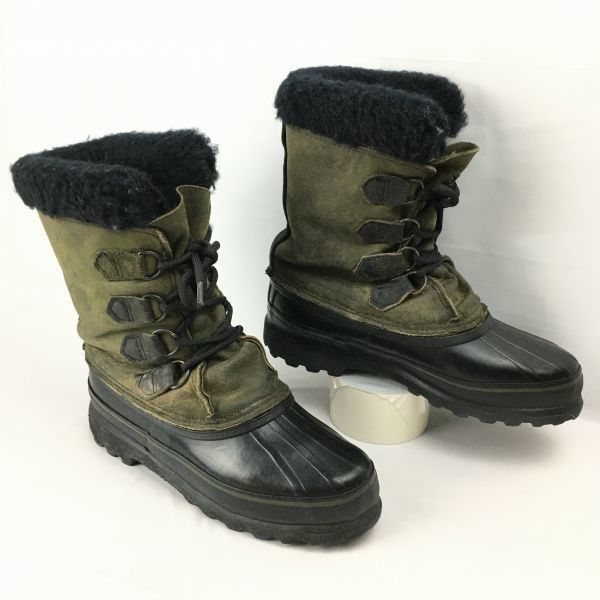 SOREL/ソレル　ALPINE　size24.0程度　Vintage カナダ製　スノーブーツ　ライナー付き　オリーブ　カーキー　管No.WM39
