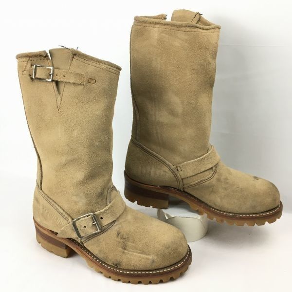 90sVintage 　CAROLINA/カロライナ　PT/91 スチールトゥ　エンジニアブーツ　size23.5.-24.5程度　ベージュ　　Boots/Shoes〕菅No.WL31