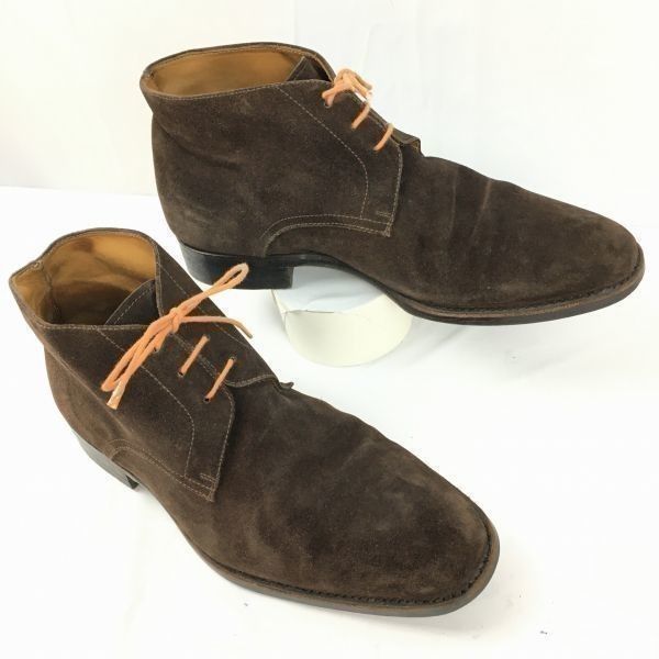 イングランド　Shipton & Heneage【size7.5　26.0】ダイナイトソール　高級スエード革　チャッカブーツ　ダークブラウン/茶/BROWN〉管No.WA50