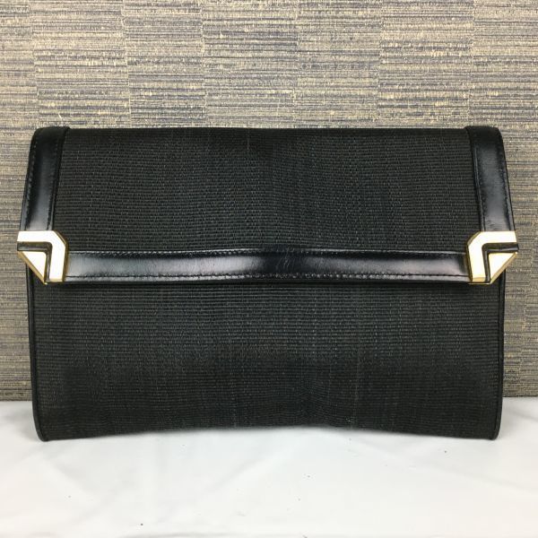 西ドイツ製/ヴィンテージ！　COMTESSE/コンテス　セカンド/クラッチバッグ〈黒/BLACK/ブラック〉bag〕菅NO.B23-36