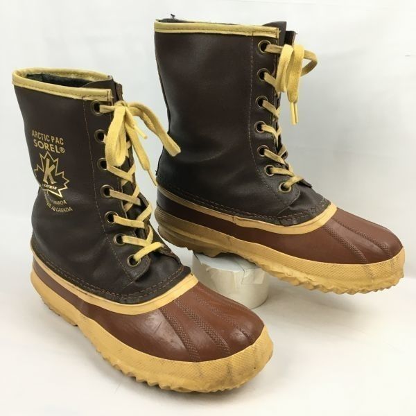 SOREL/ソレル　サイズ5　22.0程度　ビンテージカナダ製　スノーブーツ　ライナー付き　焦げ茶　管No.X32