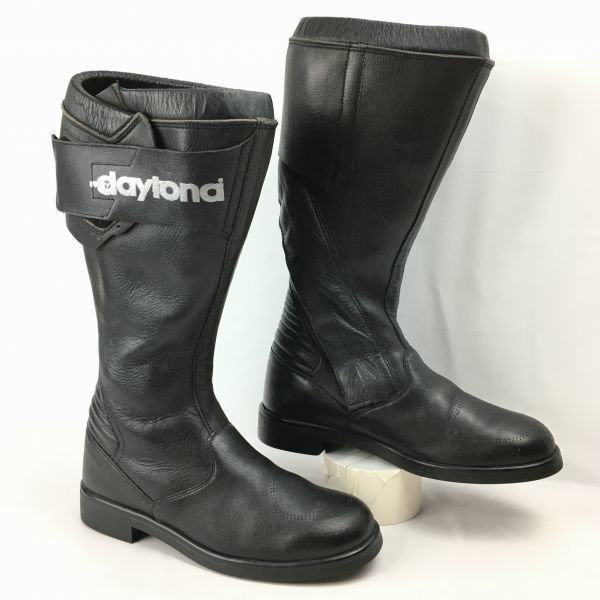FREY Daytona/デイトナ　ドイツ製Vintage 本革/バイクブーツ　ライディング　size38　24.0前後〈黒/BLACK/ブラック〉バックジップ　管No.WL13