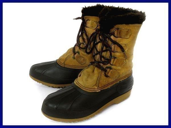 カナダ製/ビンテージ品★SOREL/ソレル【WOS7/23.5-24.5/茶色】本革使用/インナー付き/高級スノーブーツ◆X3@T07