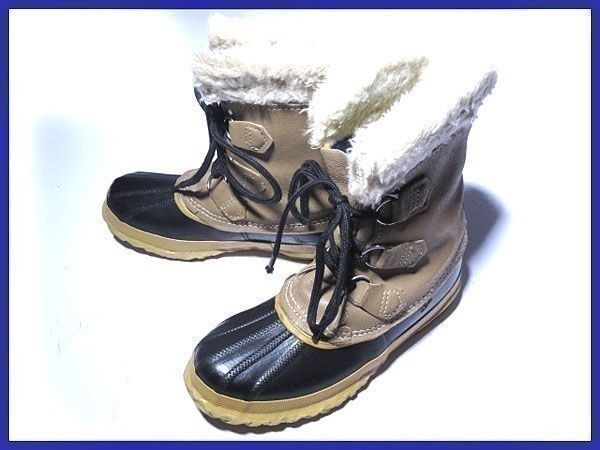 カナダ製/ビンテージ品★SOREL/ソレル【4/21.0-22.0/ベージュブラウン】本革使用/インナー付き/高級スノーブーツ◆6F04