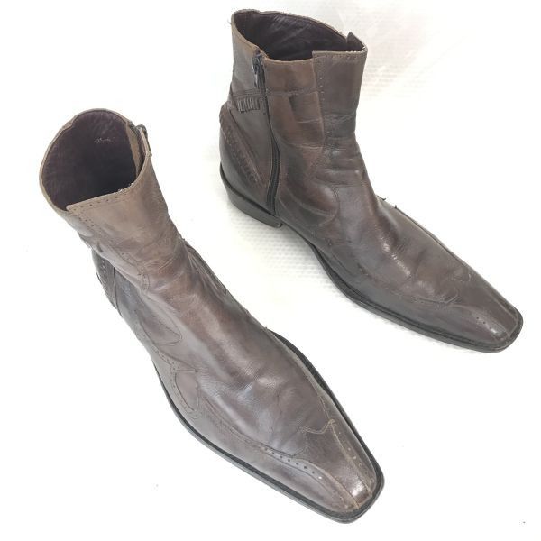 ケンゾー/KENZO★本革/サイドジップ/ショートブーツ【26.0-26.5-27.0/茶/BROWN】職人ハンドメイド/オールレザー/T05-1283/Shoes◇bWB71-9