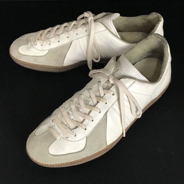 80s?/Vintage★BW SPORT/GERMAN TRAINER★ドイツ軍/レザースニーカー28.5/白×グレー/WHITE】ジャーマントレーナー/Shoes/trainers◆ci-58