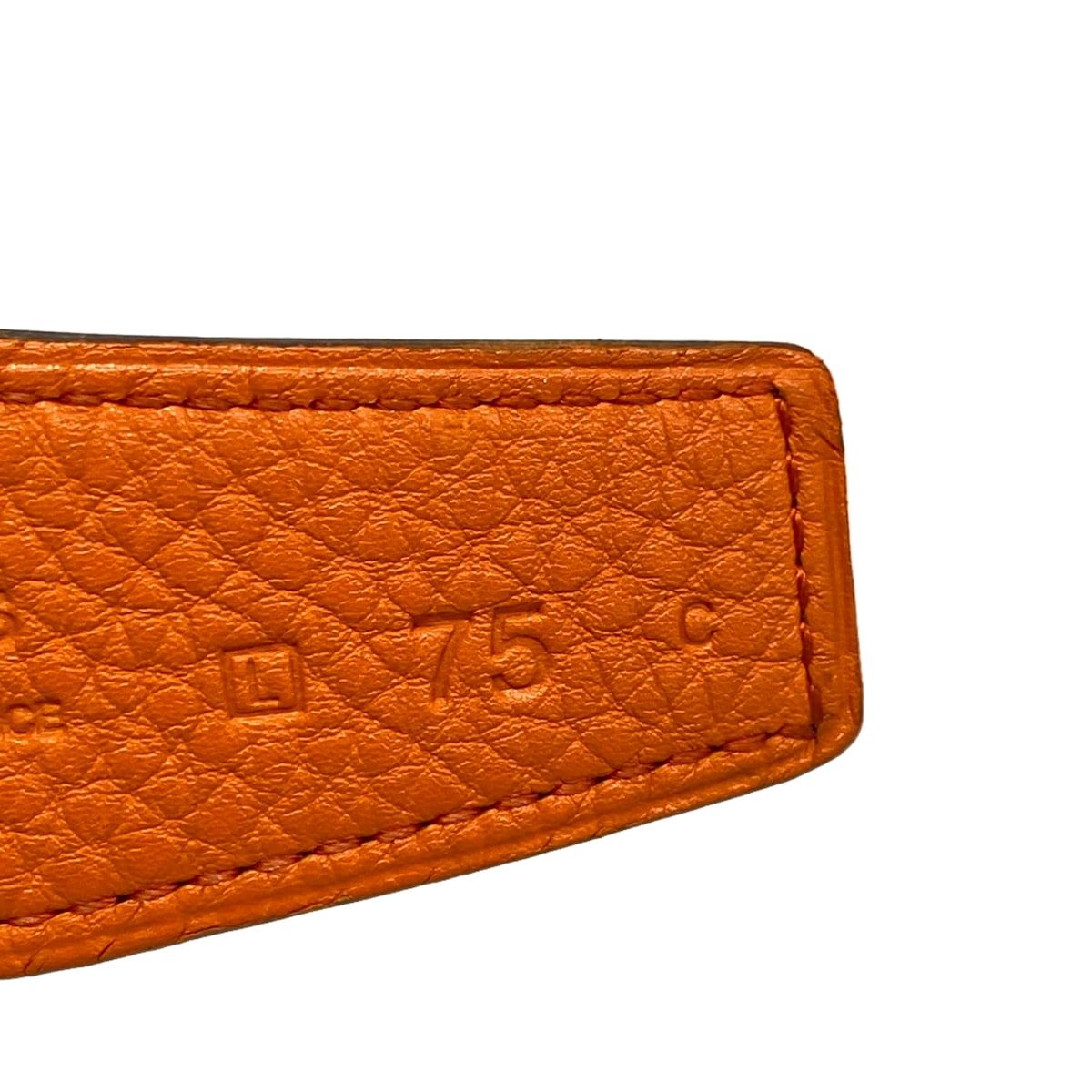 HERMES(エルメス) ベルト 75 オレンジ×ダークブラウン×ゴールド イニシャル刻印/サイズ：75/ダブルHロゴ/リバーシブル