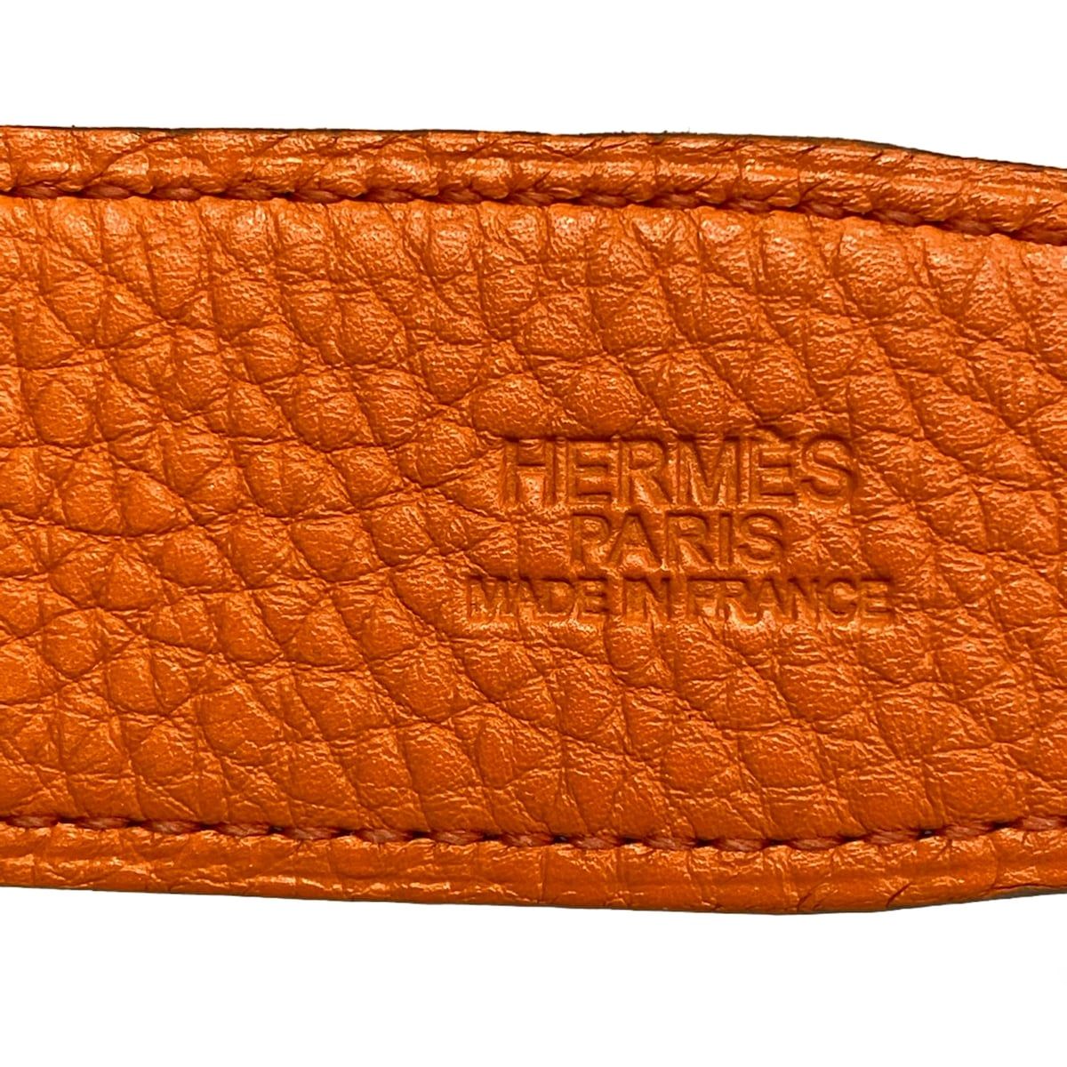 HERMES(エルメス) ベルト 75 オレンジ×ダークブラウン×ゴールド イニシャル刻印/サイズ：75/ダブルHロゴ/リバーシブル