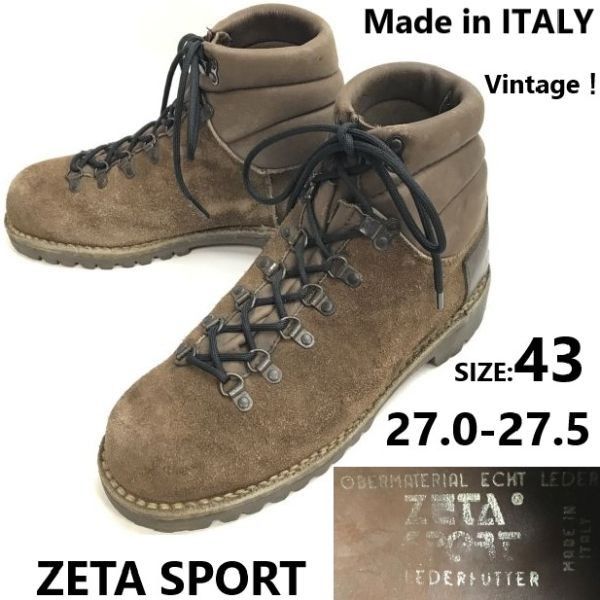 イタリア製/Vintage★ZETA SPORT/ゼータスポーツ★重厚本革/トレッキングブーツ/登山靴【43/27.0-27.5/茶】Leather/Boots/shoes◆sWB112-11