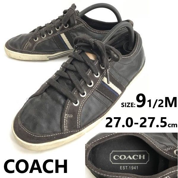 COACH/コーチ☆レザースニーカー【size:9.5M/27.0-27.5/brown/茶】靴