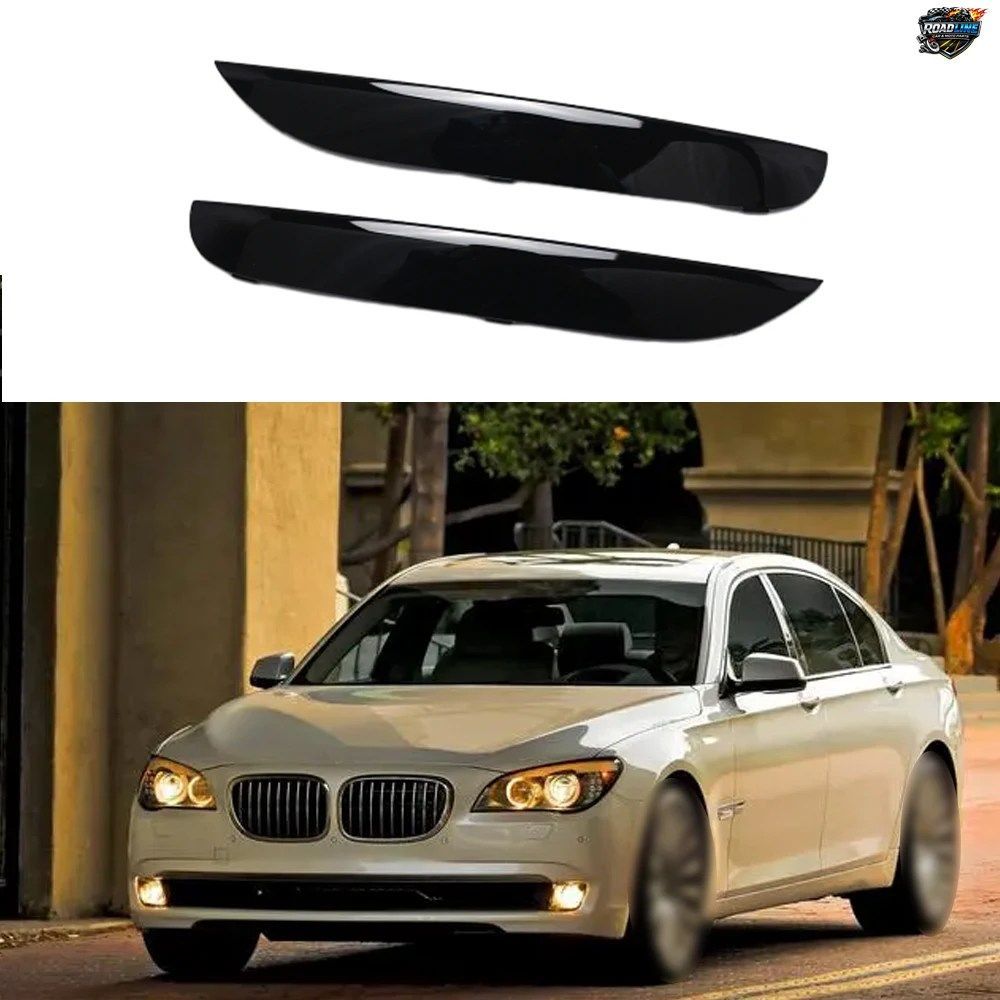 BMW 7シリーズ F01 F02 Mスポーツ 2009 - 15用 グロス/カーボンブラック フロントバンパーグリルモールディングトリム 2個セット