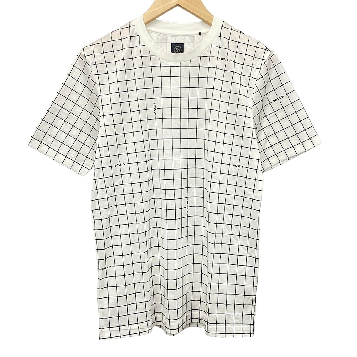 HUGOBOSS(ヒューゴボス) 半袖Tシャツ サイズINT：S メンズ 白×黒 Performanceライン/ウィンドウペーン/チェック柄