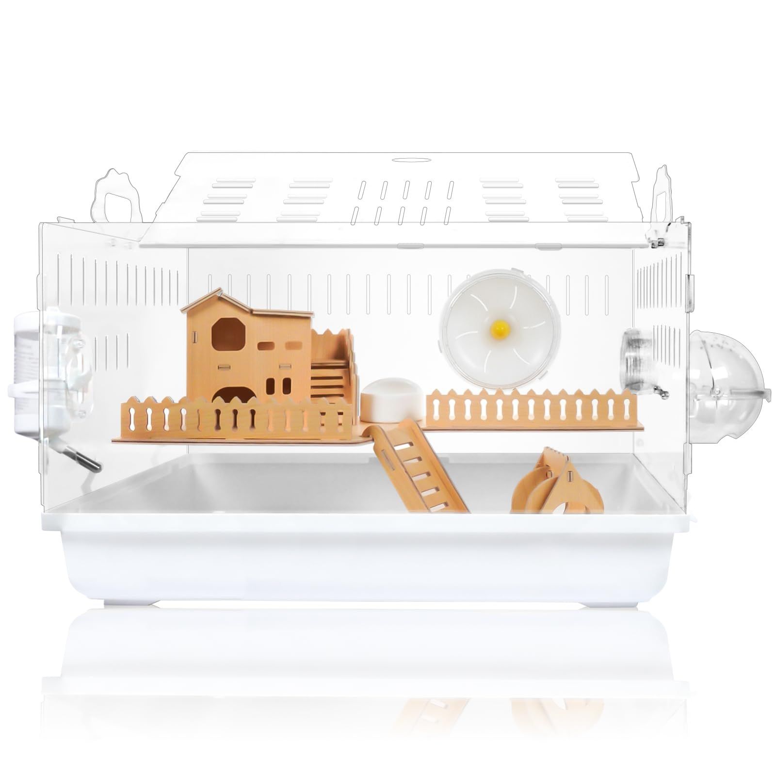中大型ハムスターケージ ケージ hamster cage 透明度高 掃除しやすい 持ち運び 通気穴いっぱい 多頭飼育用 御洒落 ハムスター クリア イージーホーム デグー アクリル アクセサリ (白B)mt 03ebc559