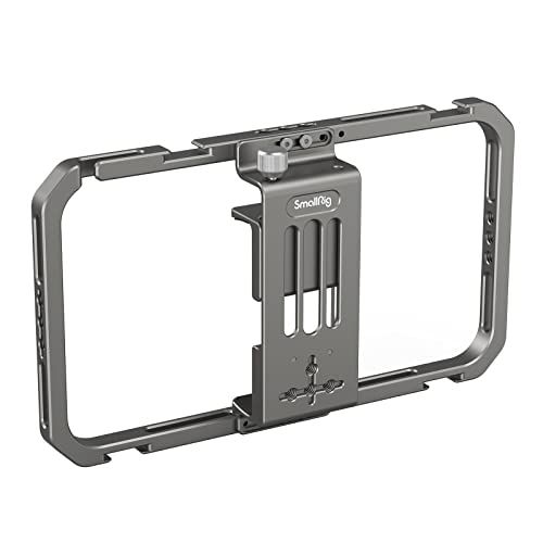 【新品】SmallRig 汎用型スマホ用ビデオリグケージ iPhone 17/16/15/14/13 /Pro/Pro Max用スマートフォン ケージ シリコンハンドル付き 落下防止 アルミ製 Huawei/Samsungなどに対応 スマホ cd345f5e
