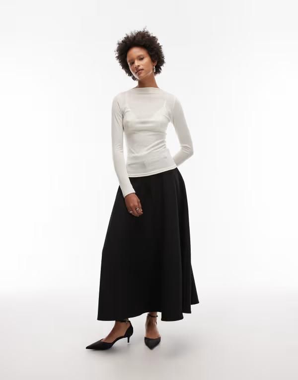 エイソス レディース ボトムス スカート マキシ ASOS DESIGN tailored circle maxi skirt Black ブラック