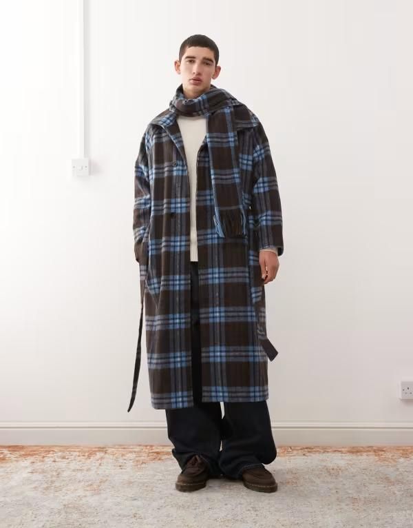 リクレイム ヴィンテージ メンズ アウター コート スタンドネック ウール マキシ Reclaimed Vintage wool look maxi duster coat with funnel n