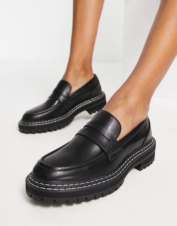 オンリー レディース シューズ スリッポン・ローファー コントラスト ローファー Only loafer with contrast stitching Black ブラック