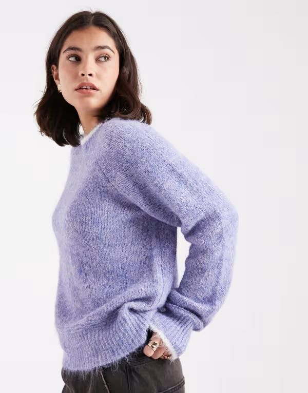 ピーシーズ レディース アウター ニット・セーター セーター コントラスト ニット Pieces contrast trim knit sweater Baby LavenderWhite ホワイト
