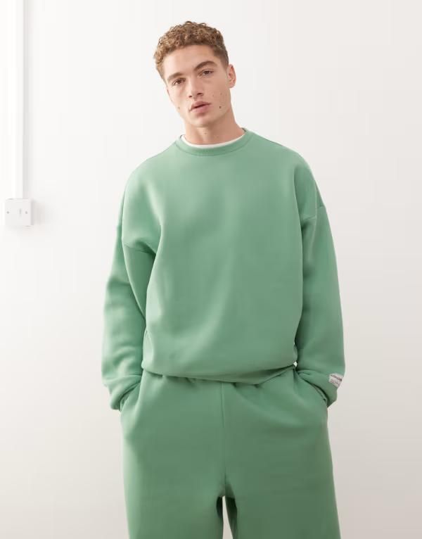 コルージョン メンズ アウター パーカー・スウェット シャツ COLLUSION Heavyweight boxy sweatshirt GREEN グリーン 14,615円