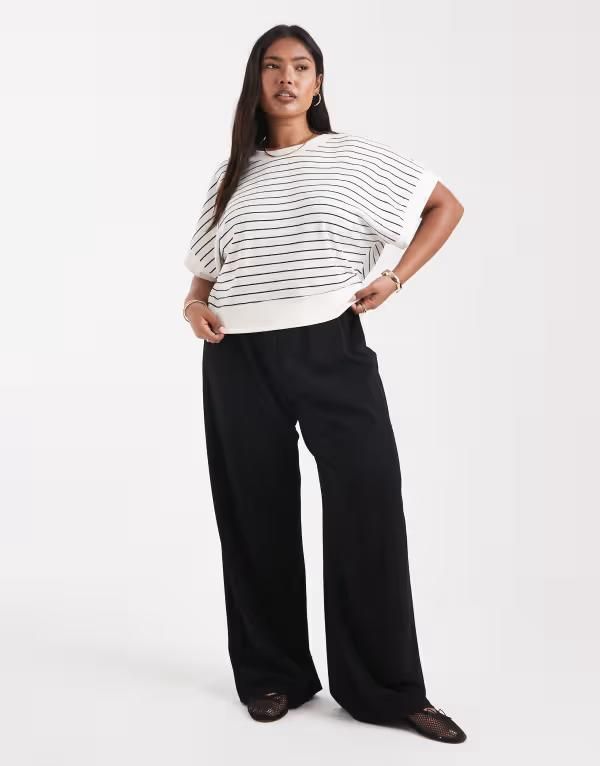 ヴェロモーダ レディース ボトムス カジュアルパンツ パンツ Vero Moda Curve loose pullon pants Black ブラック