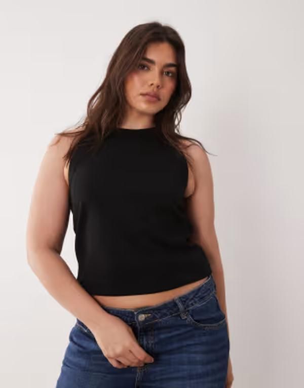 エイソス レディース トップス ベスト ASOS DESIGN Curve longline racer tank top Black ブラック