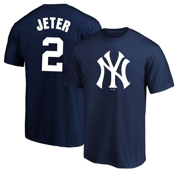 ファナティクス メンズ トップス Tシャツ トール Fanatics MLB Adult New York Yankees Navy Derek Jeter 2 Big and Tall TShirt