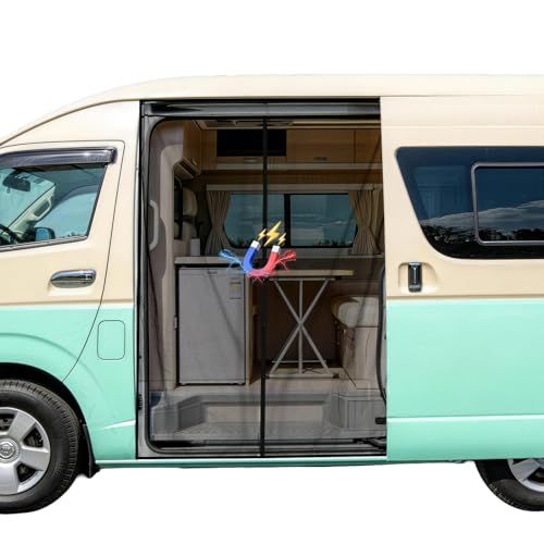 ZATOOTO 車 防虫ネット 車用 マグネット式 トヨタ ハイエース専用 140*160cm カーテン サイドドア用 虫除け 通気性よし 車中泊 目隠し 遮光 スライドドア用 網戸 換気 リアゲート アウトドア キャンプ メッシュカーテン b1b18924