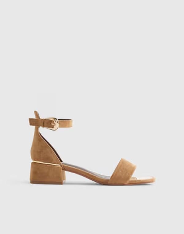 リバーアイランド レディース シューズ サンダル スエード ヒール River Island suedette low block heel sandals in tan タン