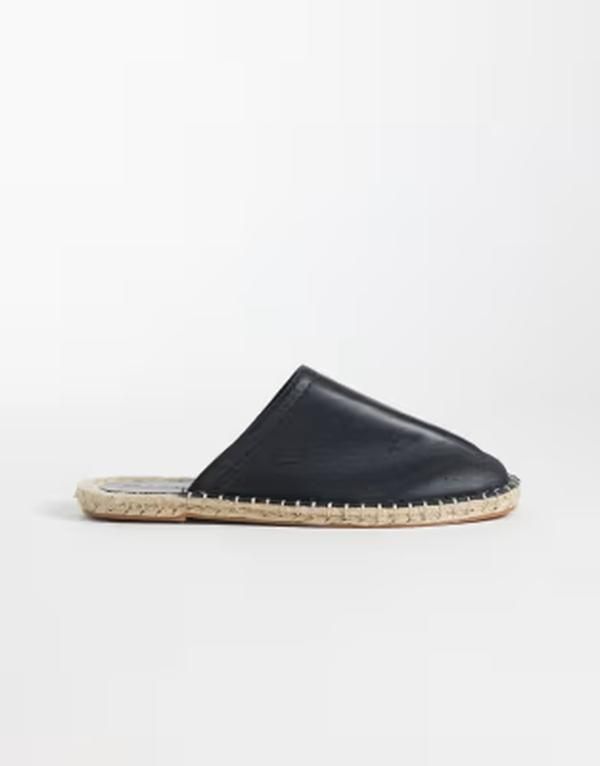 エイソス レディース シューズ サンダル レザー ASOS DESIGN Jolinespadrille mule sandals leather BLACK LEATHER ブラック