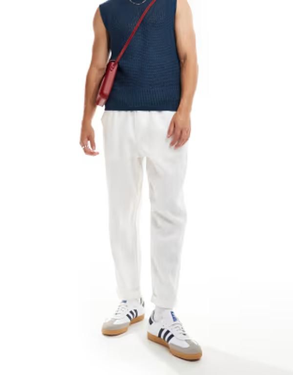 コットンオン メンズ ボトムス カジュアルパンツ リネン Cotton Linen pant WHITE ホワイト