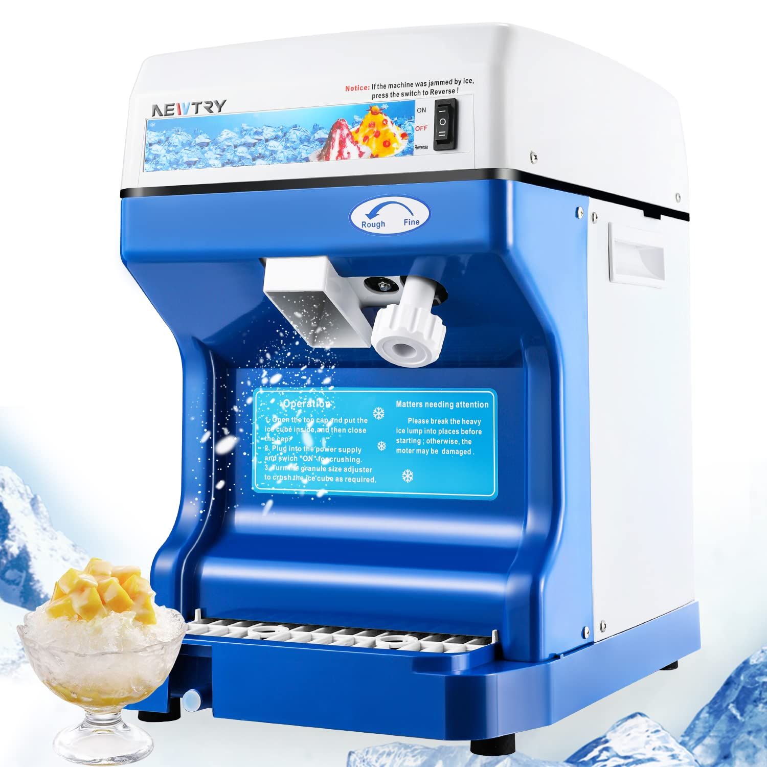 NEWTRY かき氷機 アイスクラッシャー かき氷メーカー 業務用 家庭用 シャーベット スムージー作り 260W (110V)★ 550eb118