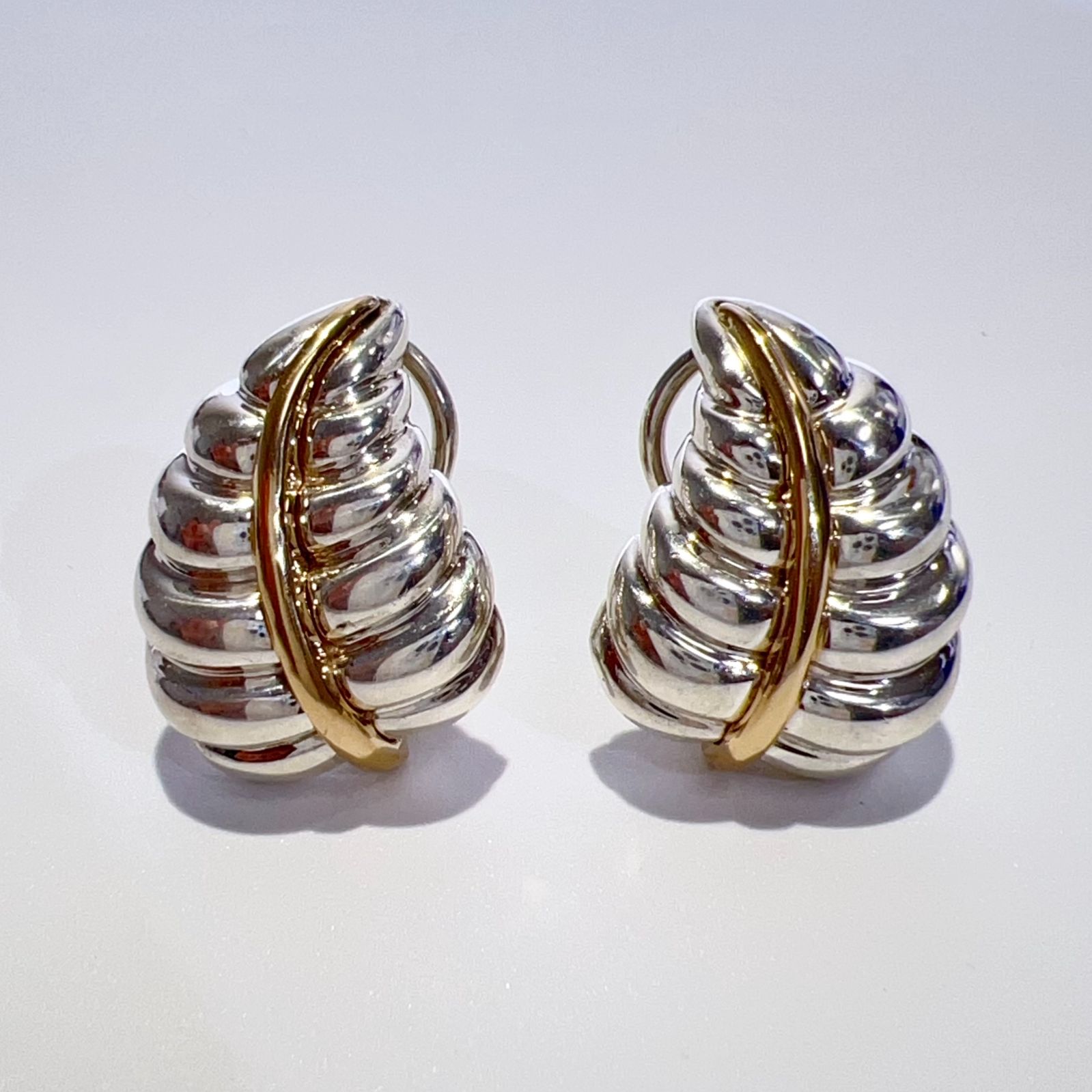 TIFFANY＆CO ティファニー K14 SV925 リーフ モチーフ イヤリング レア シルバー ゴールド レディース アクセサリー ブランドジュエリー 希少 美品 aua36629080702