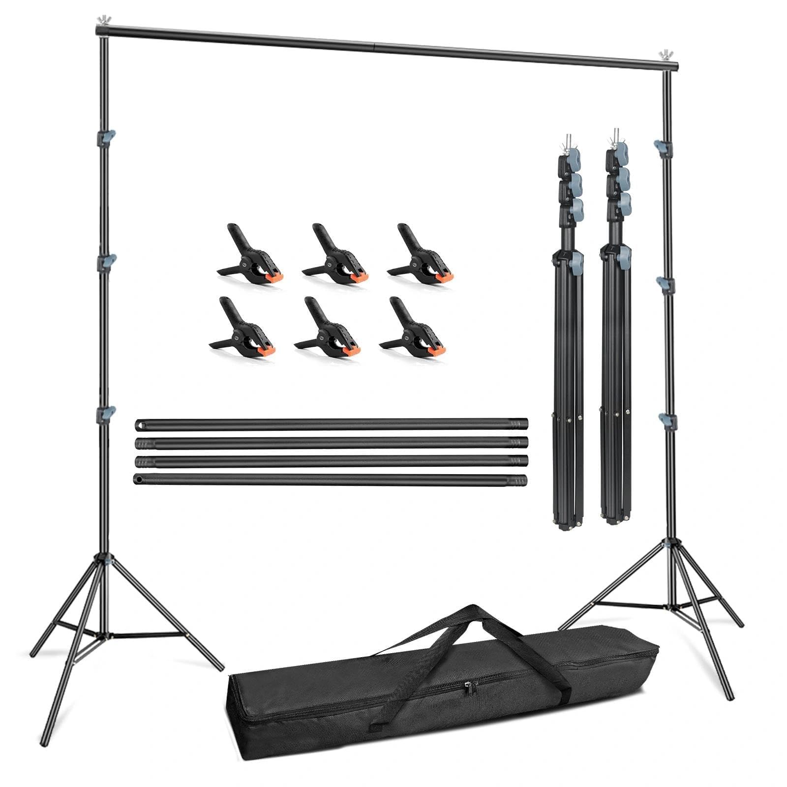 新品 Hemmotop 背景 撮影 スタンド 280 x 300cm 3m 背景布クリップ 6個 大型 グリーンバック スタンド 3m x 3.6m 撮影 背景/背景布に適用 三脚ケース付き 安定性がよい 日本語説明書付き スチール製