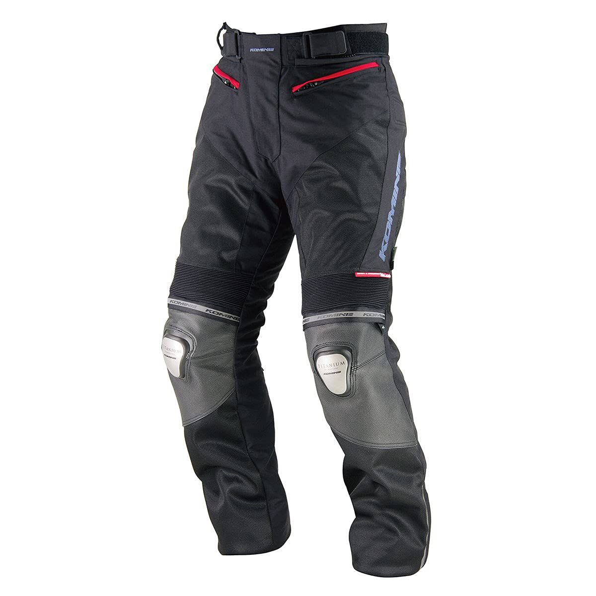 新品 コミネ(KOMINE) バイク用 パンツ チタニウムレザーメッシュパンツ-リーガ ブラック XL PK-712 705 春夏秋向け 本革 メッシュ素材 CE規格 ストレッチ素材 チタン プロテクター