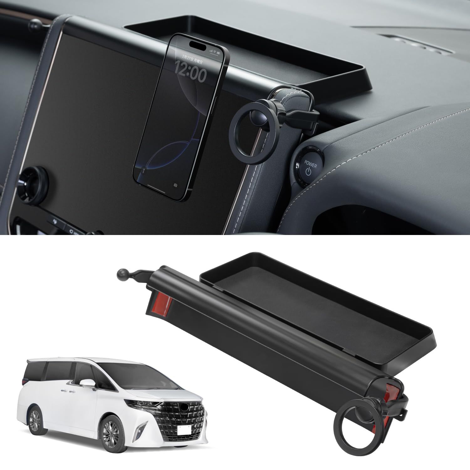 セイワ(SEIWA) 車種専用品 トヨタ アルファード ヴェルファイア (40系)専用 ダッシュボードトレイ& マグネット スマホホルダー IMP333 メタルリング付属 収納 粘着テープ 取り付け カンタン ラバー素材で傷やカタカタ音にも安 dbd93fc0