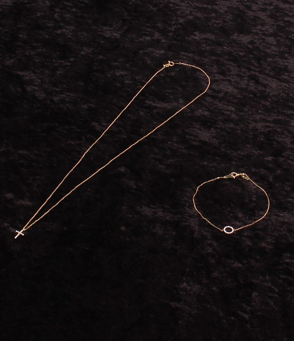 美品 エテ ネックレス K18 ダイヤ 0.03ct ブレスレット K18 ダイヤ 0.05ct 2点セット レディース ete