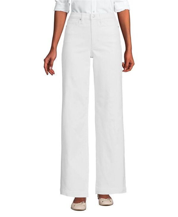 ランズエンド レディース ボトムス デニムパンツ ワイドレッグ デニム ジーンズ Lands End Womens High Rise Wide Leg Denim Jeans White ホワイト
