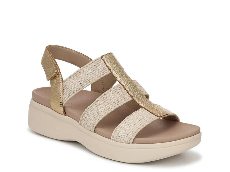バイオニック レディース シューズ サンダル Vionic Sabrina Wedge Sandal Gold Leather ゴールド