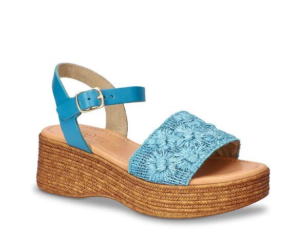 ベラヴィータ レディース シューズ サンダル Bella Vita Kea Wedge Sandal Denim Blue Raffia デニム