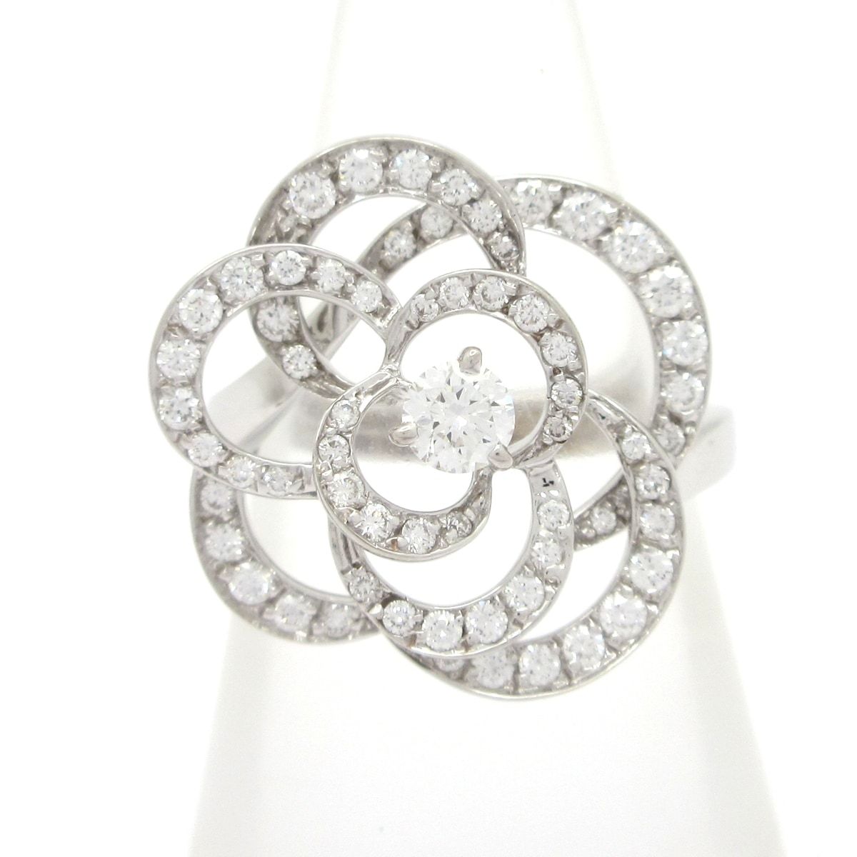 CHANEL(シャネル) リング 50美品 カメリア コレクション リング K18WG×ダイヤモンド