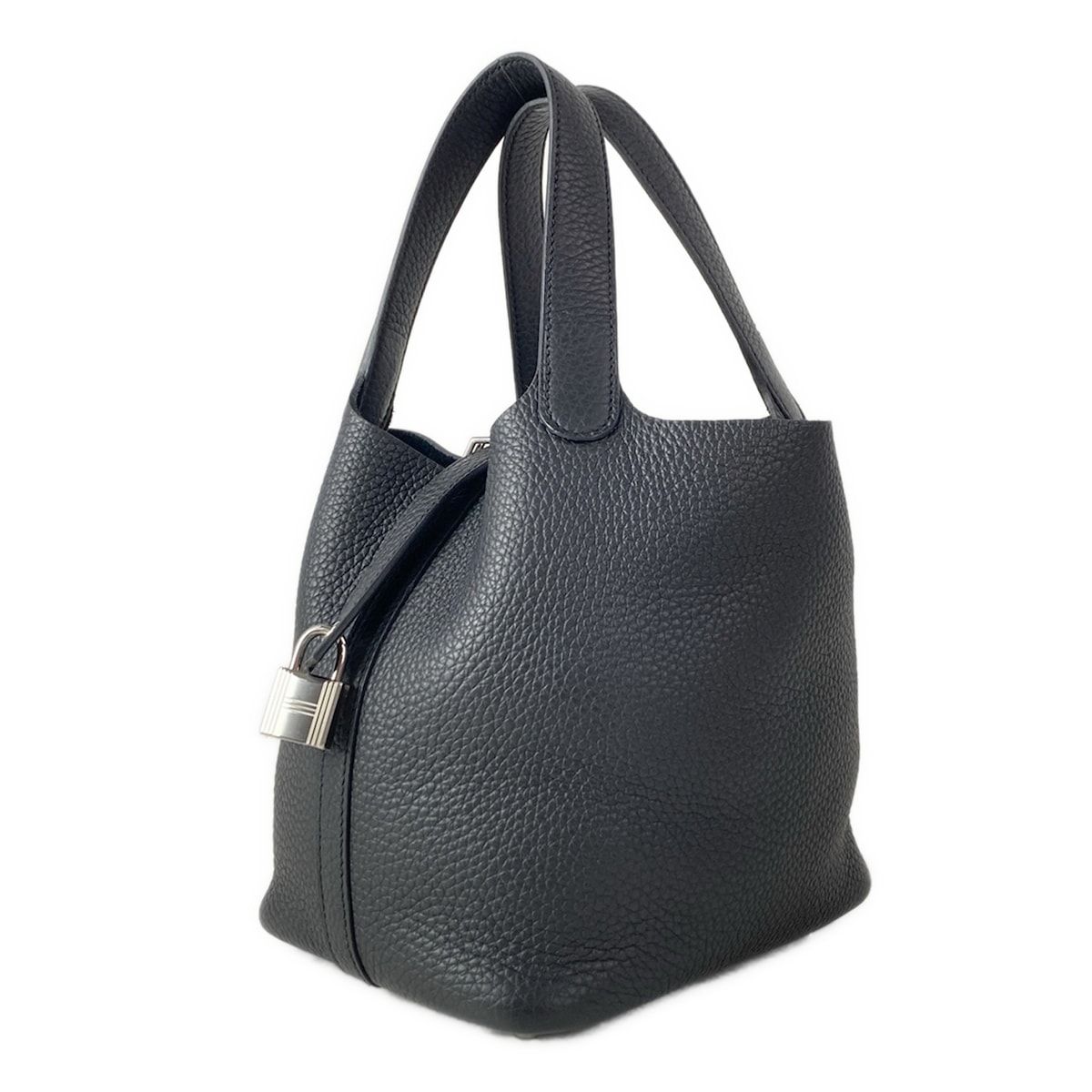 HERMES(エルメス) ハンドバッグ美品 ピコタンロックPM 黒 シルバー金具