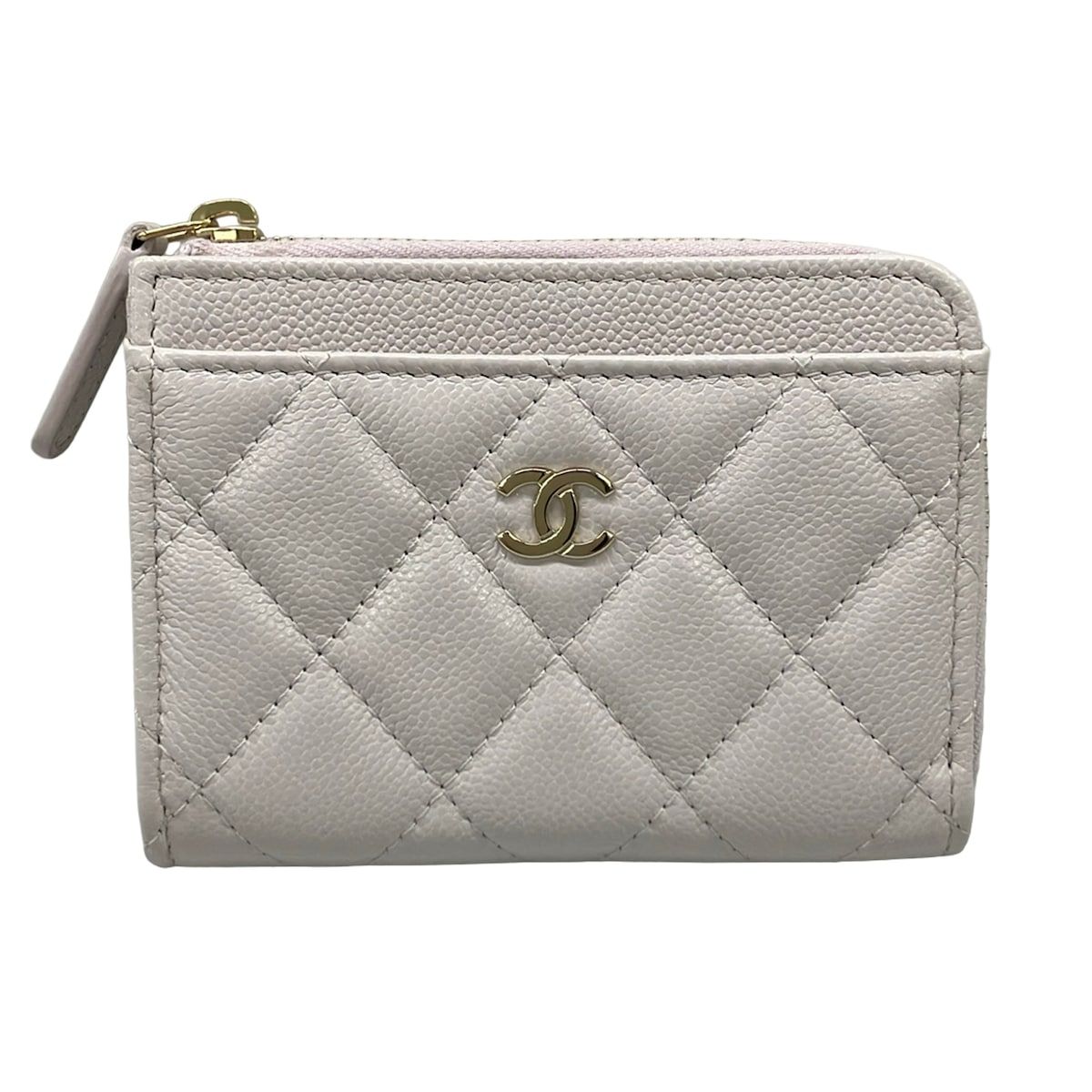 CHANEL(シャネル) コインケース美品 クラシック ジップ カードケース/マトラッセ AP4893 パープルグレー