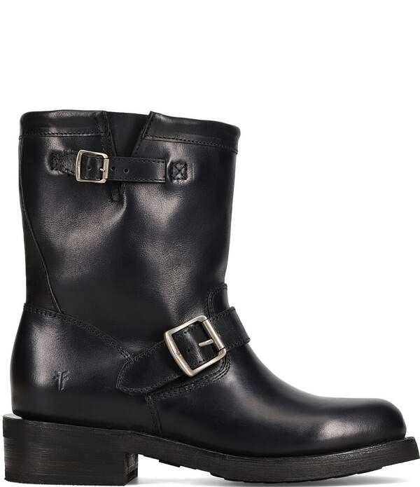 フライ レディース シューズ ブーツ・レインブーツ レザー Frye Viv Leather Buckle Hardware Short Engineer Booties Black ブラック