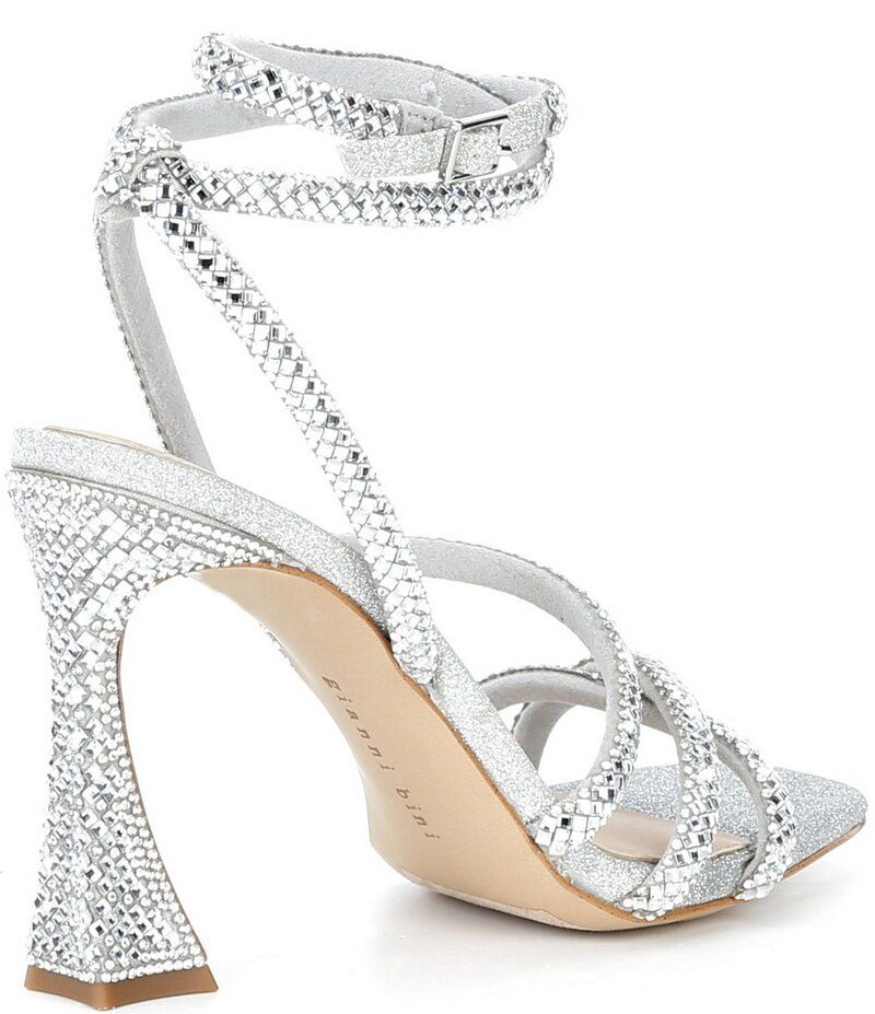 ジャンビニ レディース シューズ サンダル アンクル Gianni Bini Lelani Rhinestone Ankle Wrap Strappy Dressandalsilver シルバー