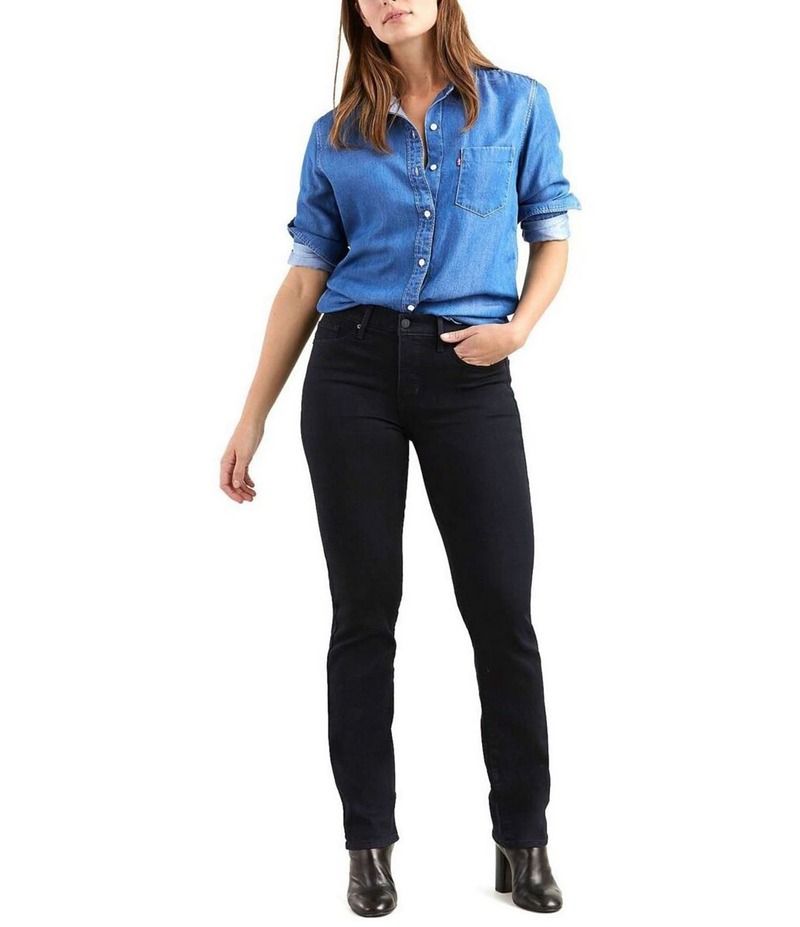リーバイス レディース ボトムス デニムパンツ ストレート ジーンズ LevisR 314 Shaping Straight Leg Mid Rise Jeans Soft Black ブラック