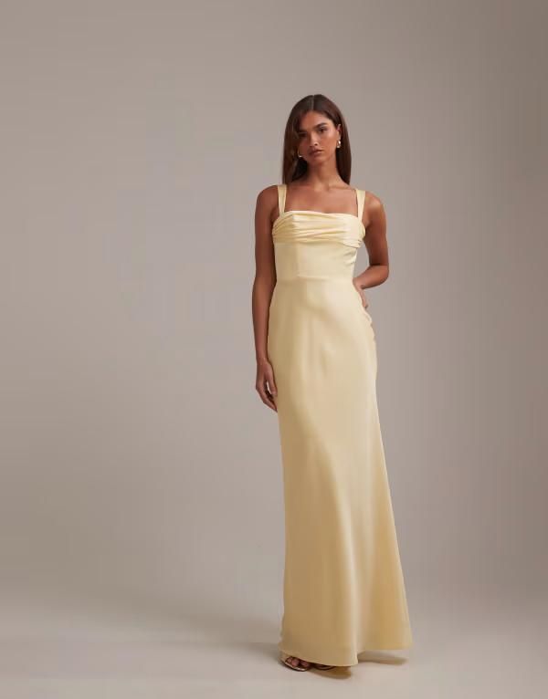 エイソス レディース トップス ワンピース ドレープ サテン スカート マキシ ASOS DESIGN Bridesmaidsatin draped bust maxi dress with colu