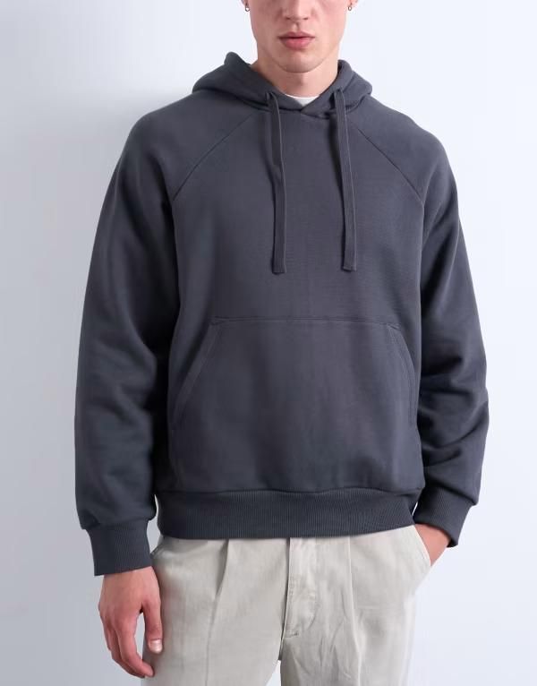 トップマン メンズ アウター パーカー・スウェット パーカー Topman boxy fit hoodie in charcoal CHARCOAL チャコール