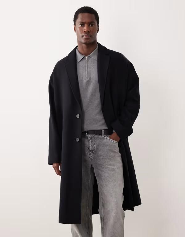 セレクティッド メンズ アウター コート ウール Selected wool blend longline coat Black ブラック