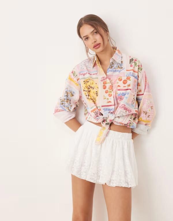 ミスセルフフリッジ レディース ボトムス ハーフパンツ・ショーツ ミニ スカート レース Miss Selfridge lace bubble mini skirt IVORY アイボリー